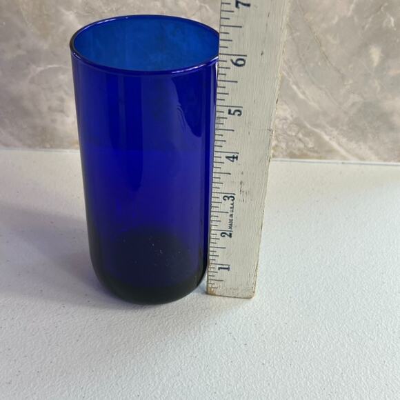 Libbey Metropolitan Tumbler Glasses set of 3 Cobalt Blue Round Bottom Vintage - Picture 6 of 9